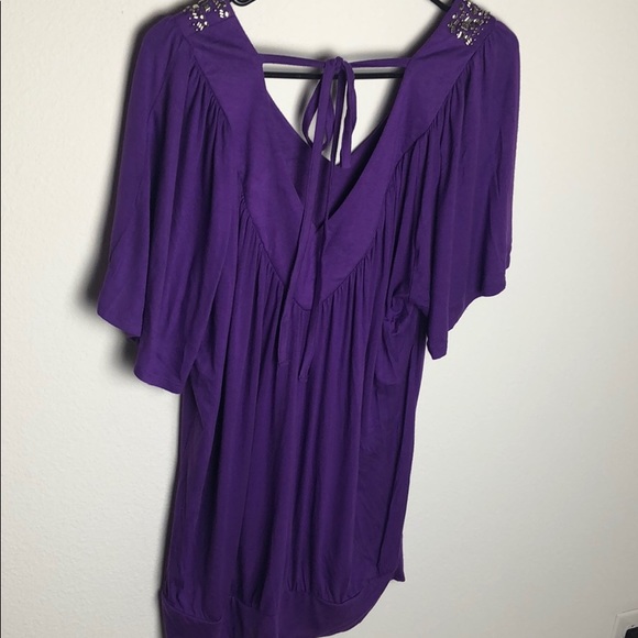 Torrid Purple VNeck Beaded Trim Top - Picture 6 of 8